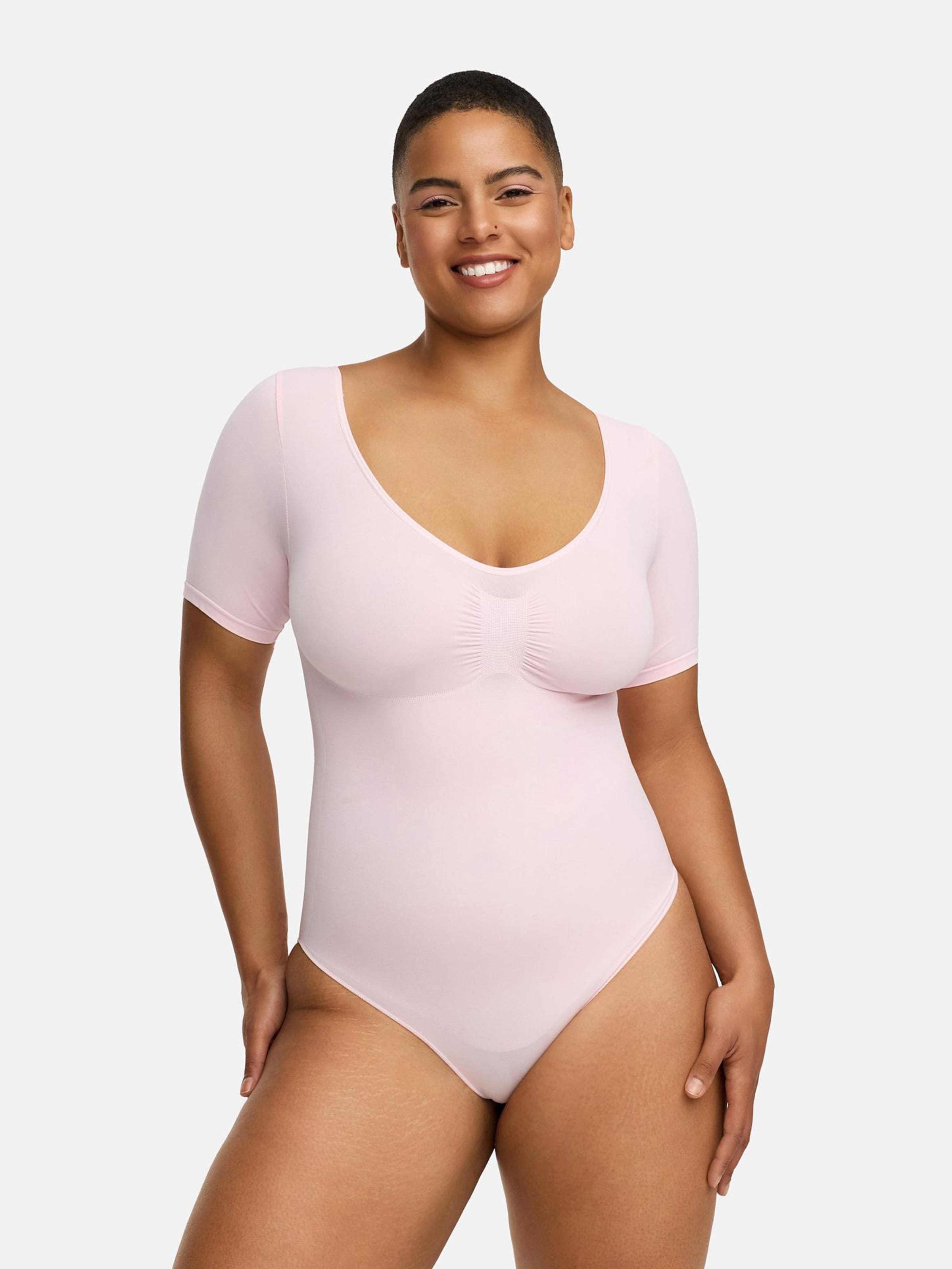 Creamy Корректирующий боди 'T-Shirt Bodysuit Sculpting Shapewear mit String' в светло-розовом
